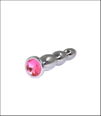 Metalni analni dildo sa rozim dijamantom 14cm