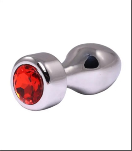 Metalni analni dildo sa crvenim dijamantom 8cm