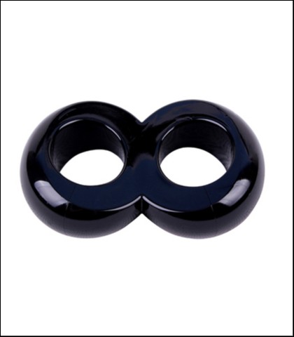 Crni prsten za penis i testise - duo cock 8 ball ring