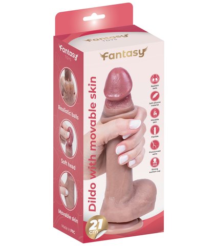 SILIKONSKI DILDO SA KOžICOM I REALISTIčNIM TESTISIMA 21CM